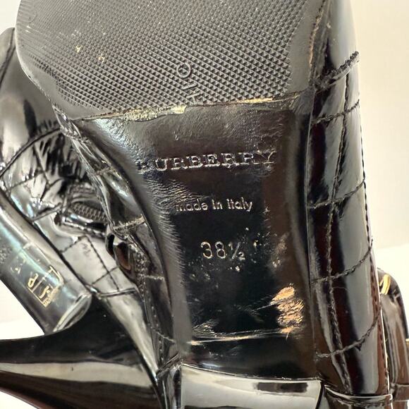 Burberry Patent Leather Quilted Heeled Booties Ankle Boots Black 38.5 / US 8.5 - Picture 12 of 15